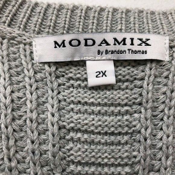 NWT Modamix Women's Gray Scoop Neck Zip Front Long Sleeve Sweater Plus Sizes - Picture 12 of 16
